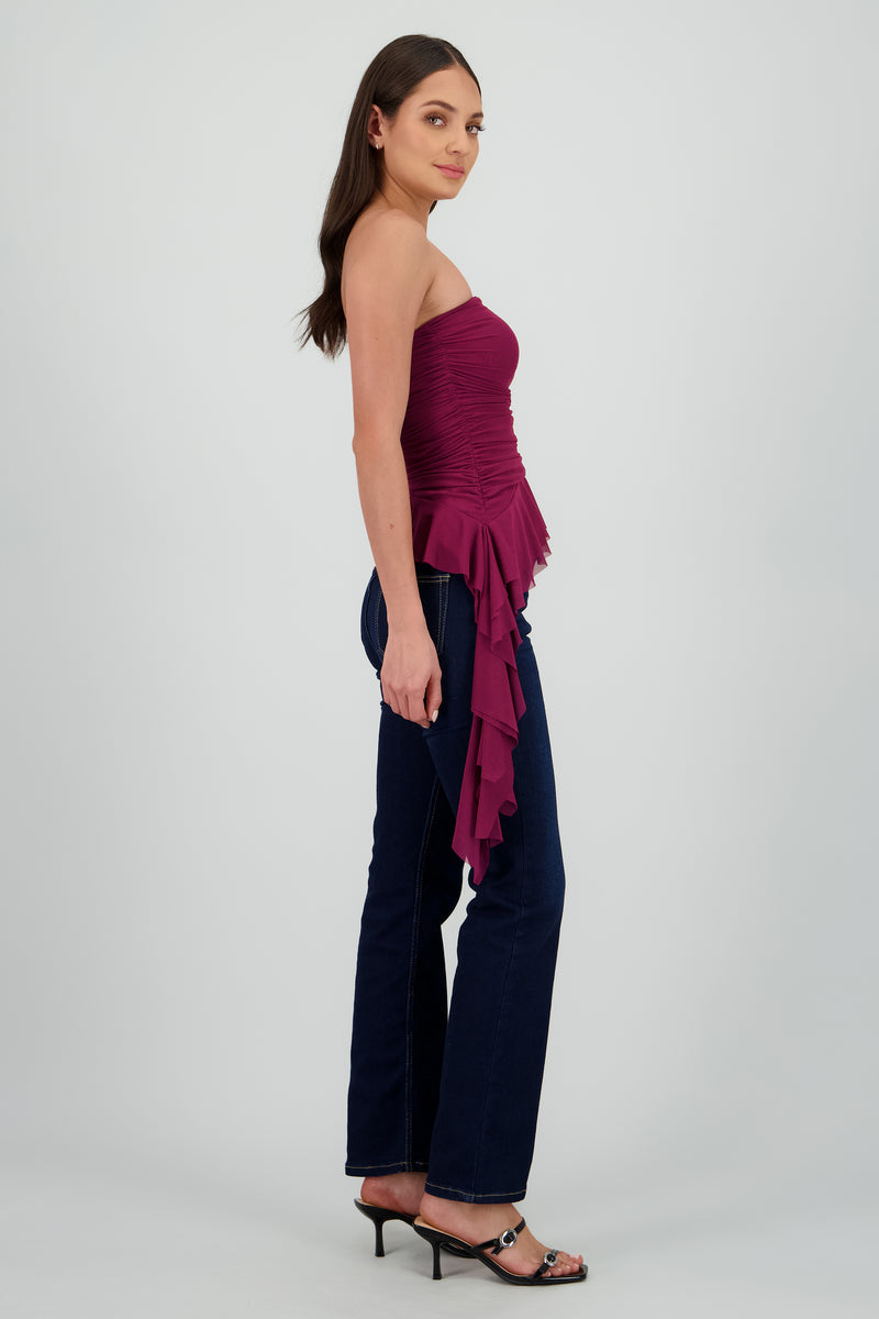 Top strapless drapeado