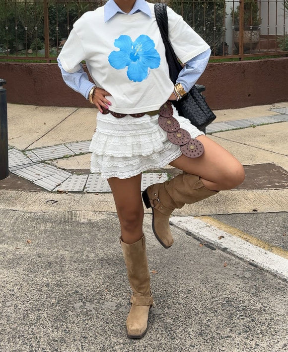 Playera manga corta estampado flor