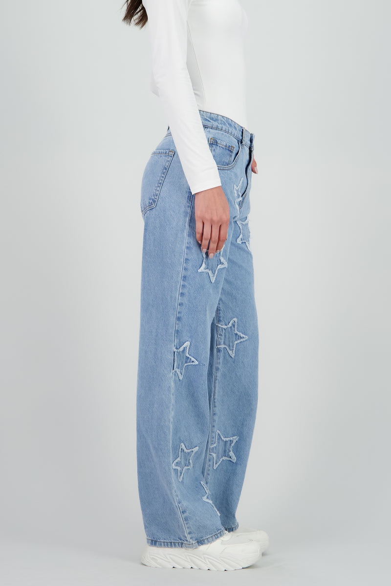 Jeans straight estrellas mini