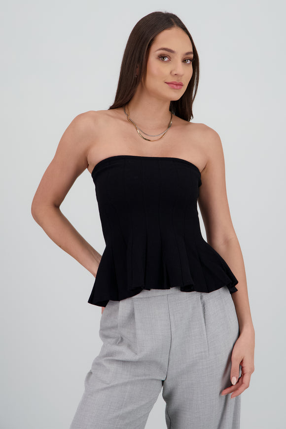 Top strapless peplum