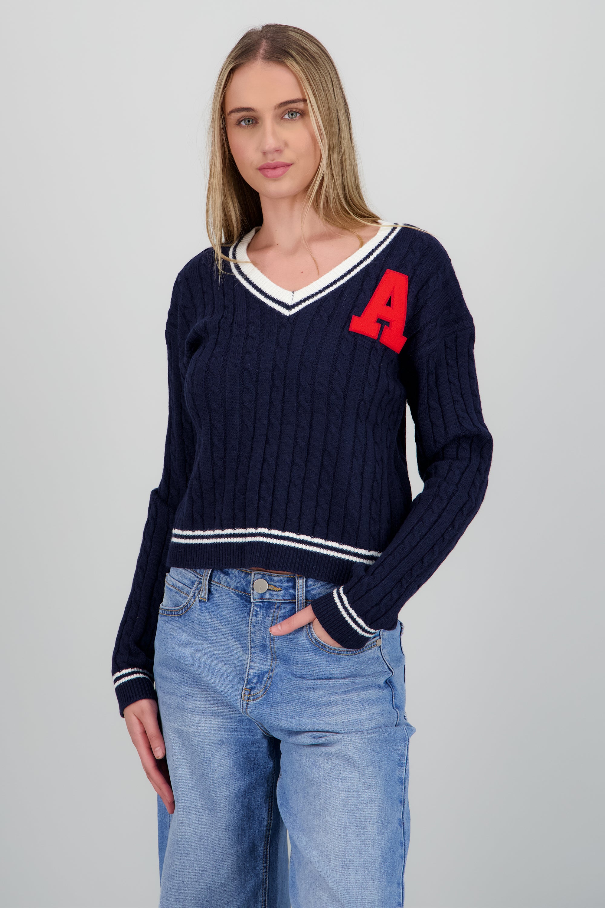 Sueter tejido cuello V