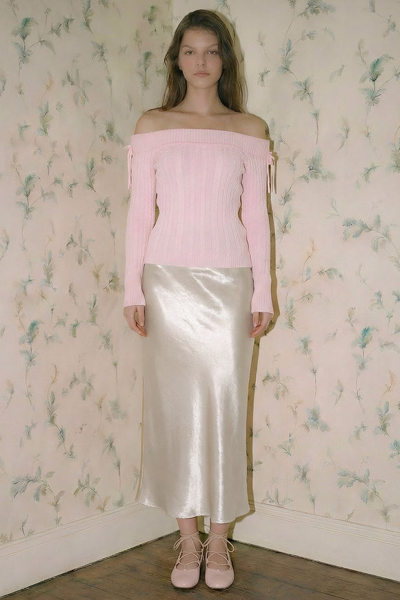 Falda satin midi efecto