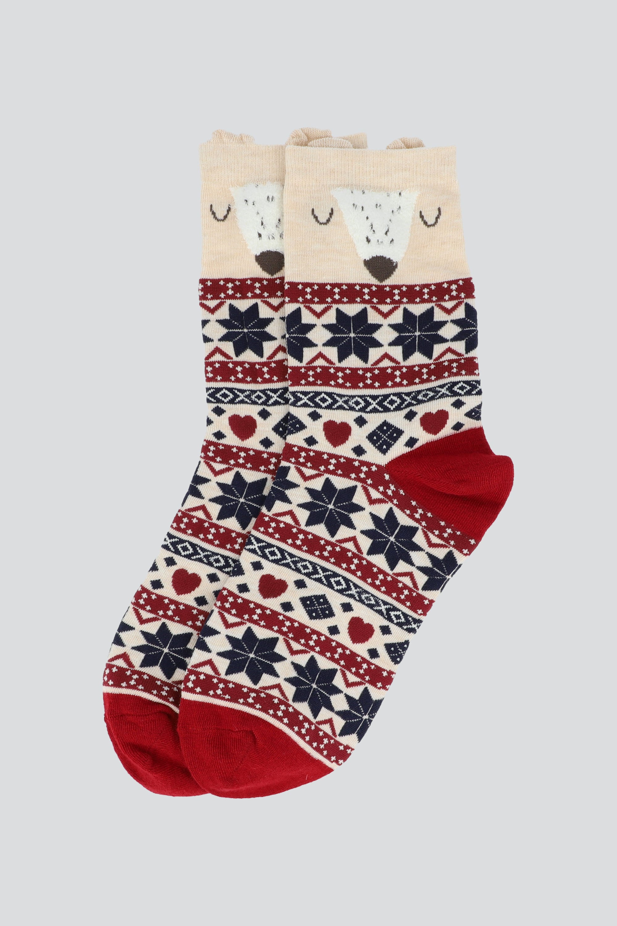 Calceta suave osito navidad BEIGE