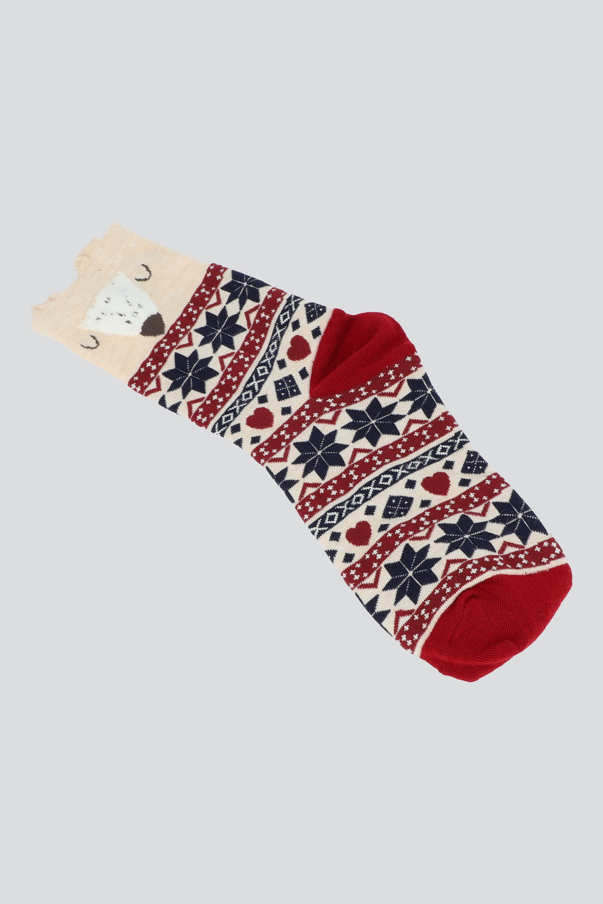 Calceta suave osito navidad BEIGE