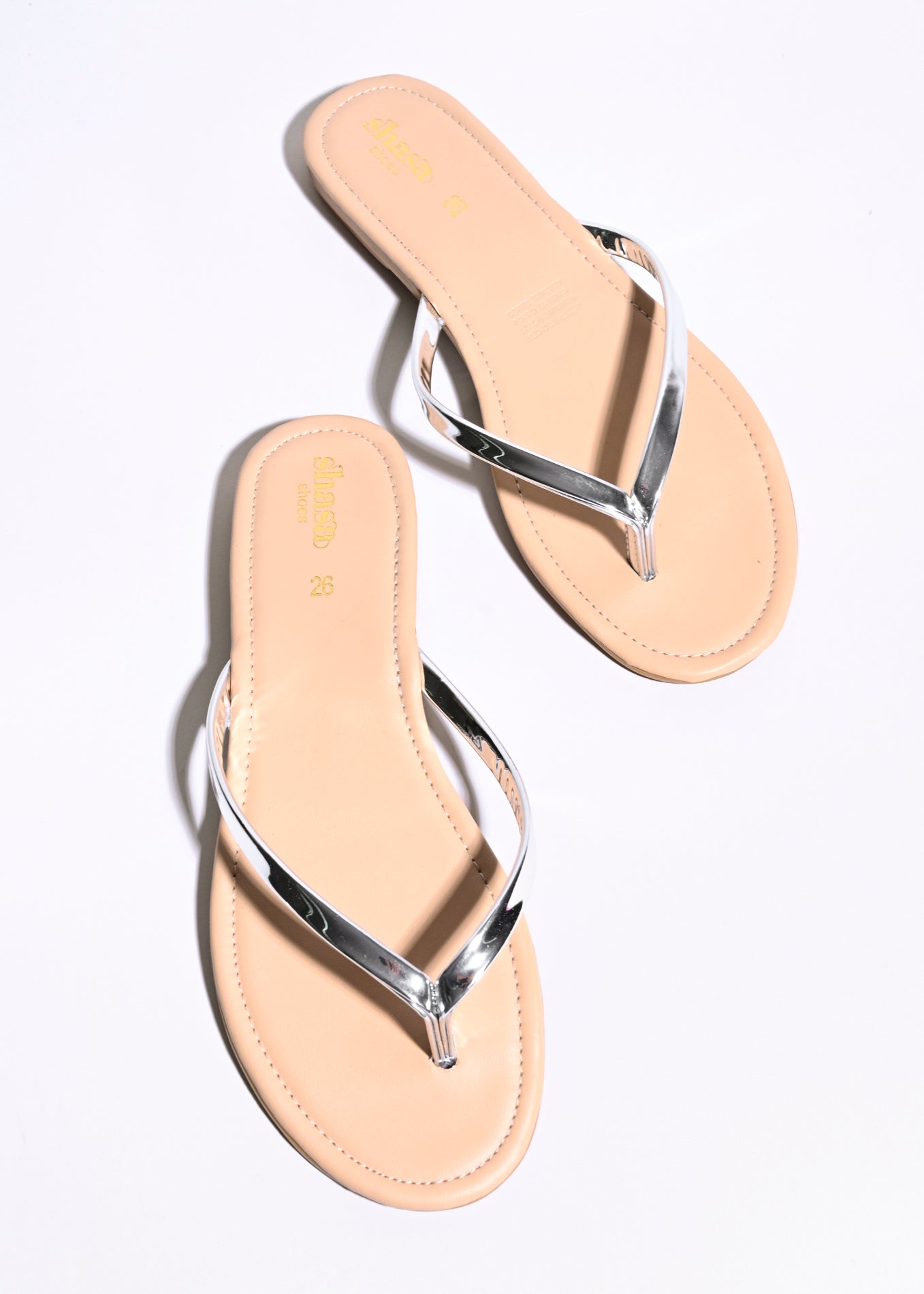 Sandalias flip flop tiras delgadas PLATA