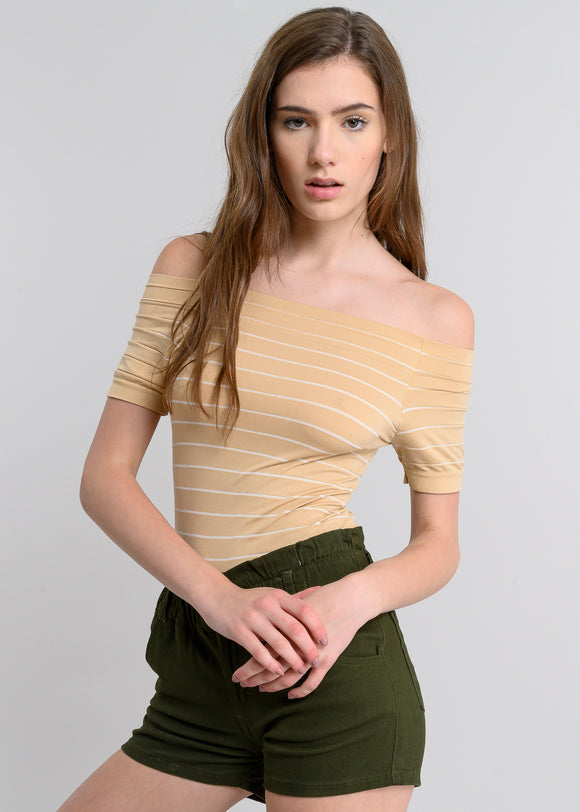 Bodysuit rayas hombro descubierto