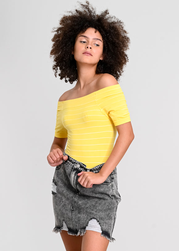 Bodysuit rayas hombro descubierto