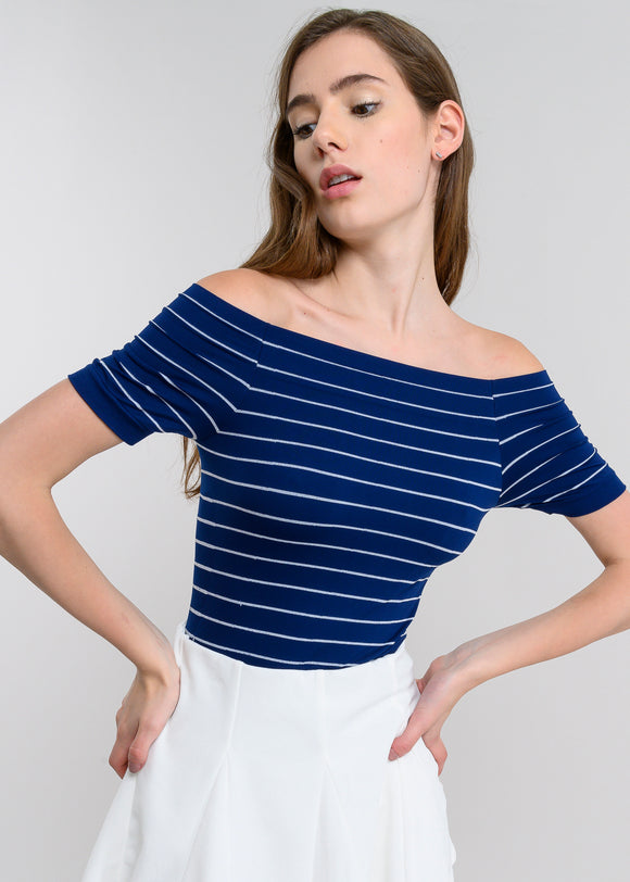 Bodysuit rayas hombro descubierto
