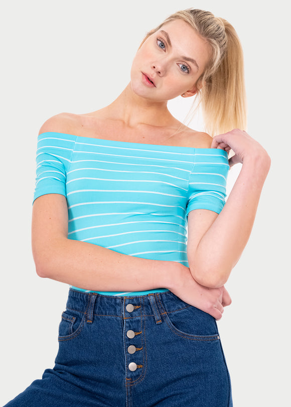 Bodysuit rayas hombro descubierto