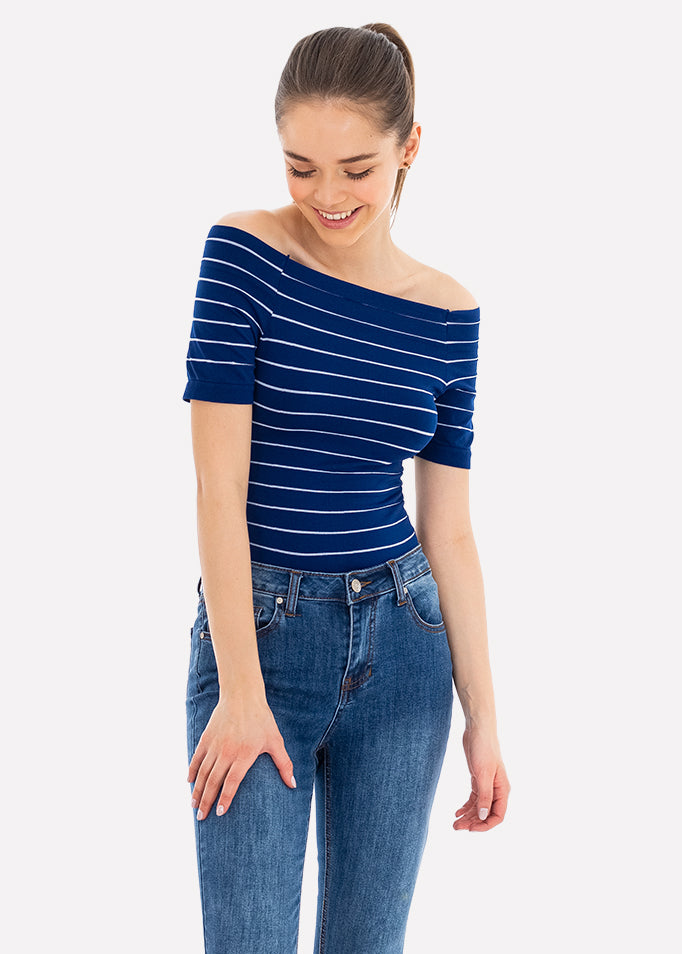 Bodysuit rayas hombro descubierto MARINO COMBO