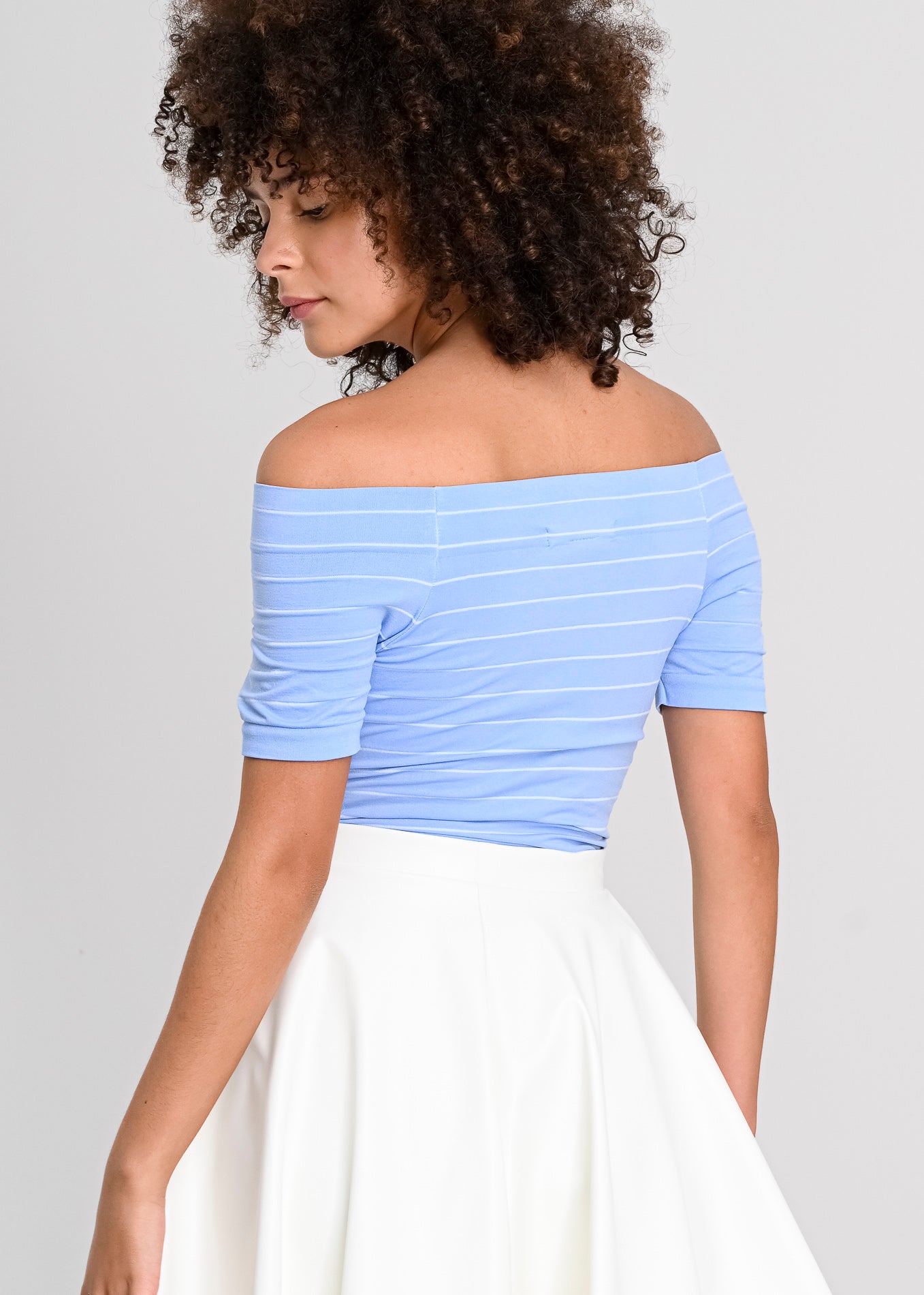 Bodysuit rayas hombro descubierto AZUL COMBO