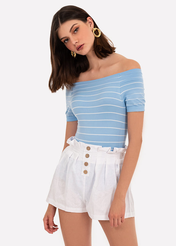 Bodysuit rayas hombro descubierto
