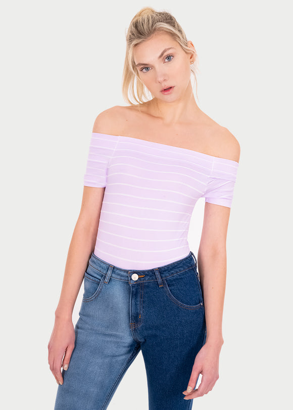 Bodysuit rayas hombro descubierto