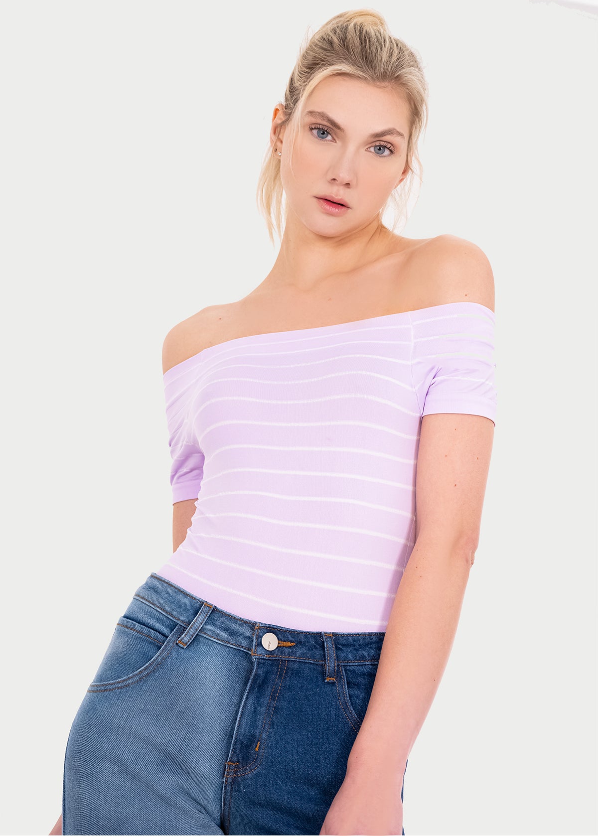 Bodysuit rayas hombro descubierto LILA