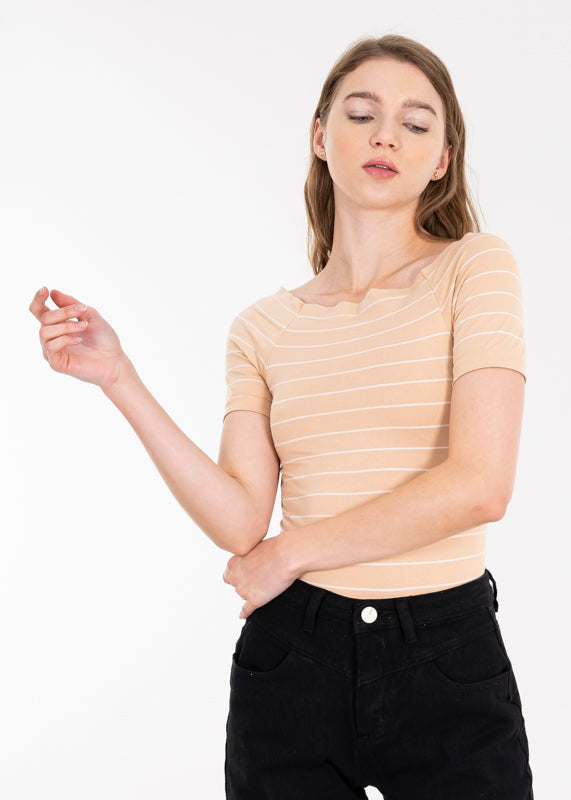 Bodysuit rayas hombro descubierto