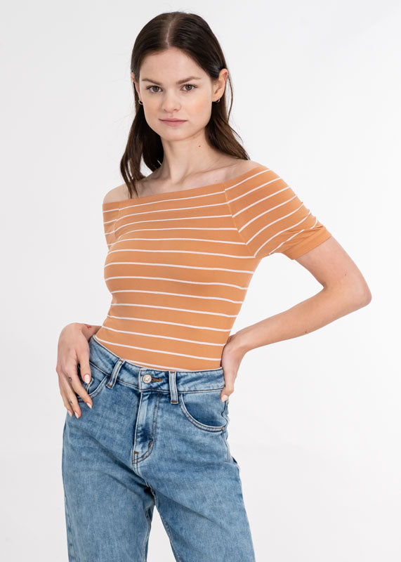 Bodysuit rayas hombro descubierto