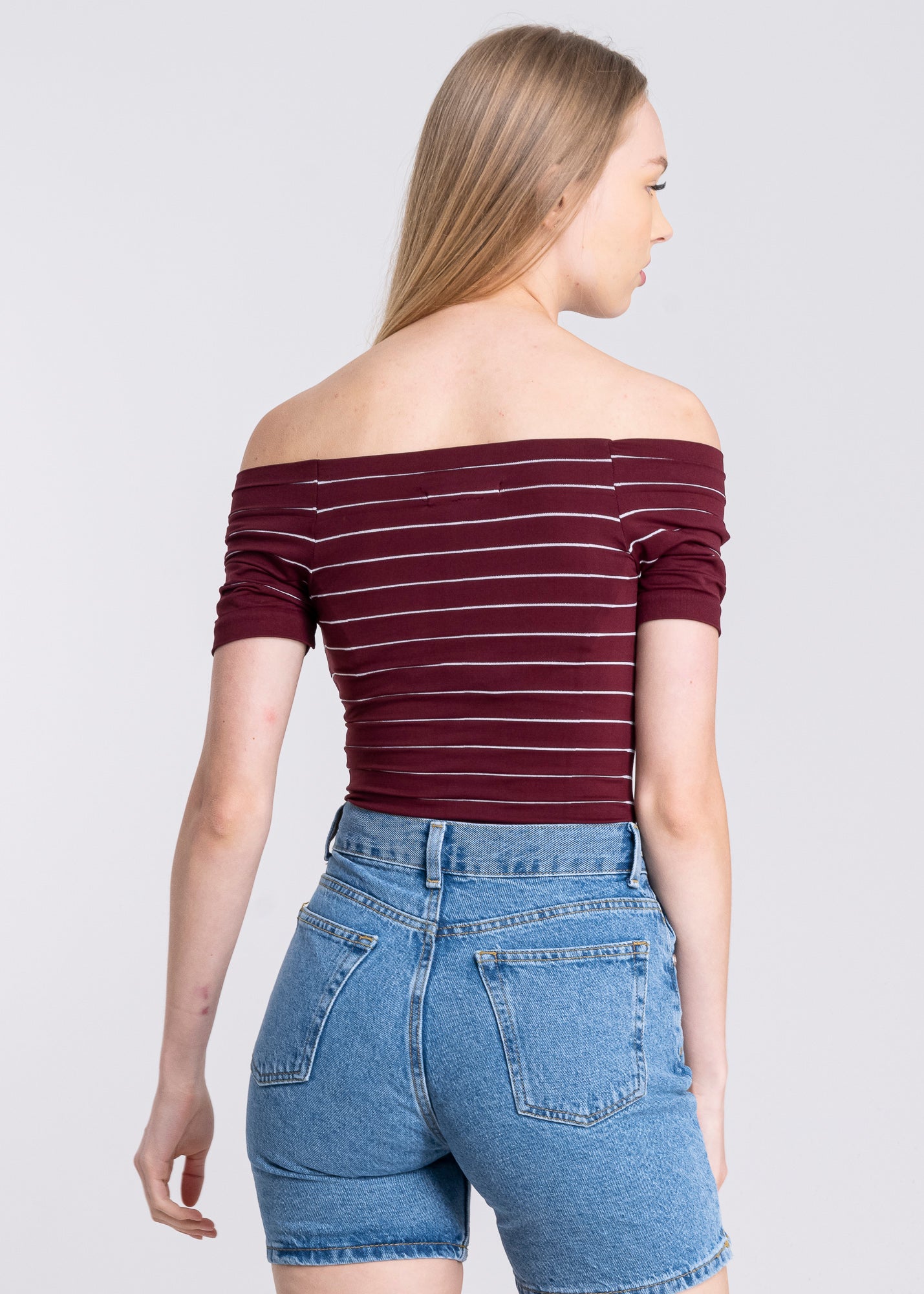 Bodysuit rayas hombro descubierto VINO