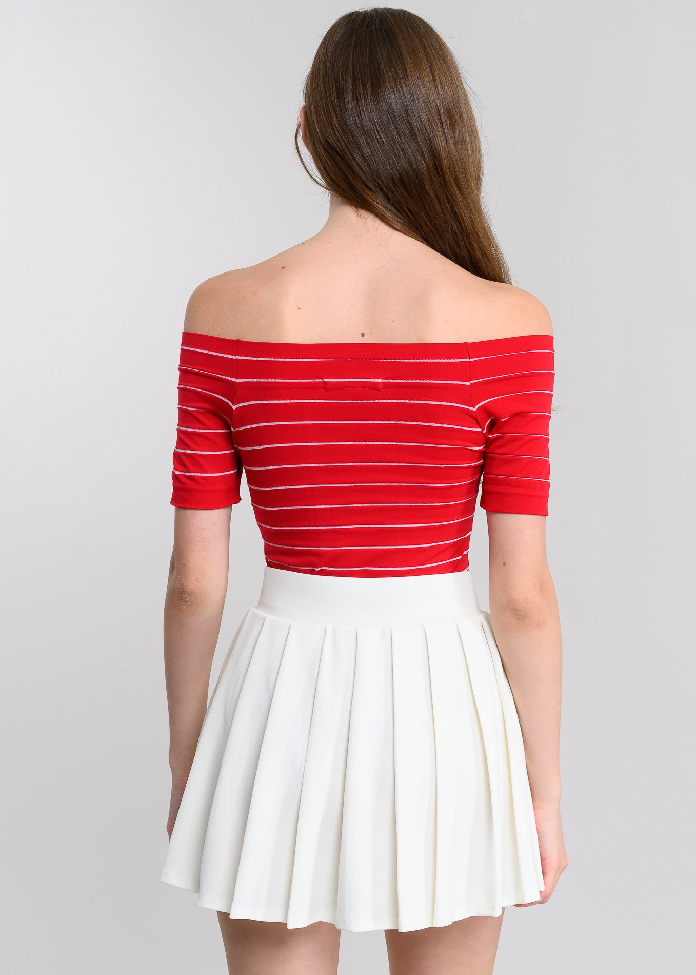Bodysuit rayas hombro descubierto ROJO COMBO