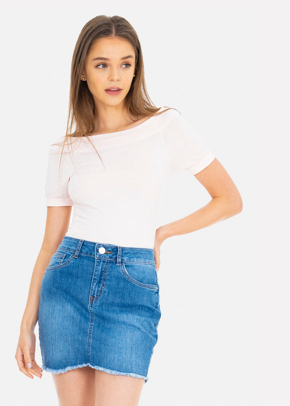Bodysuit rayas hombro descubierto