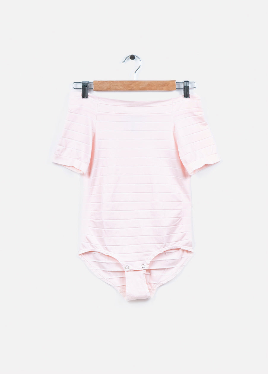 Bodysuit rayas hombro descubierto PALO DE ROSA