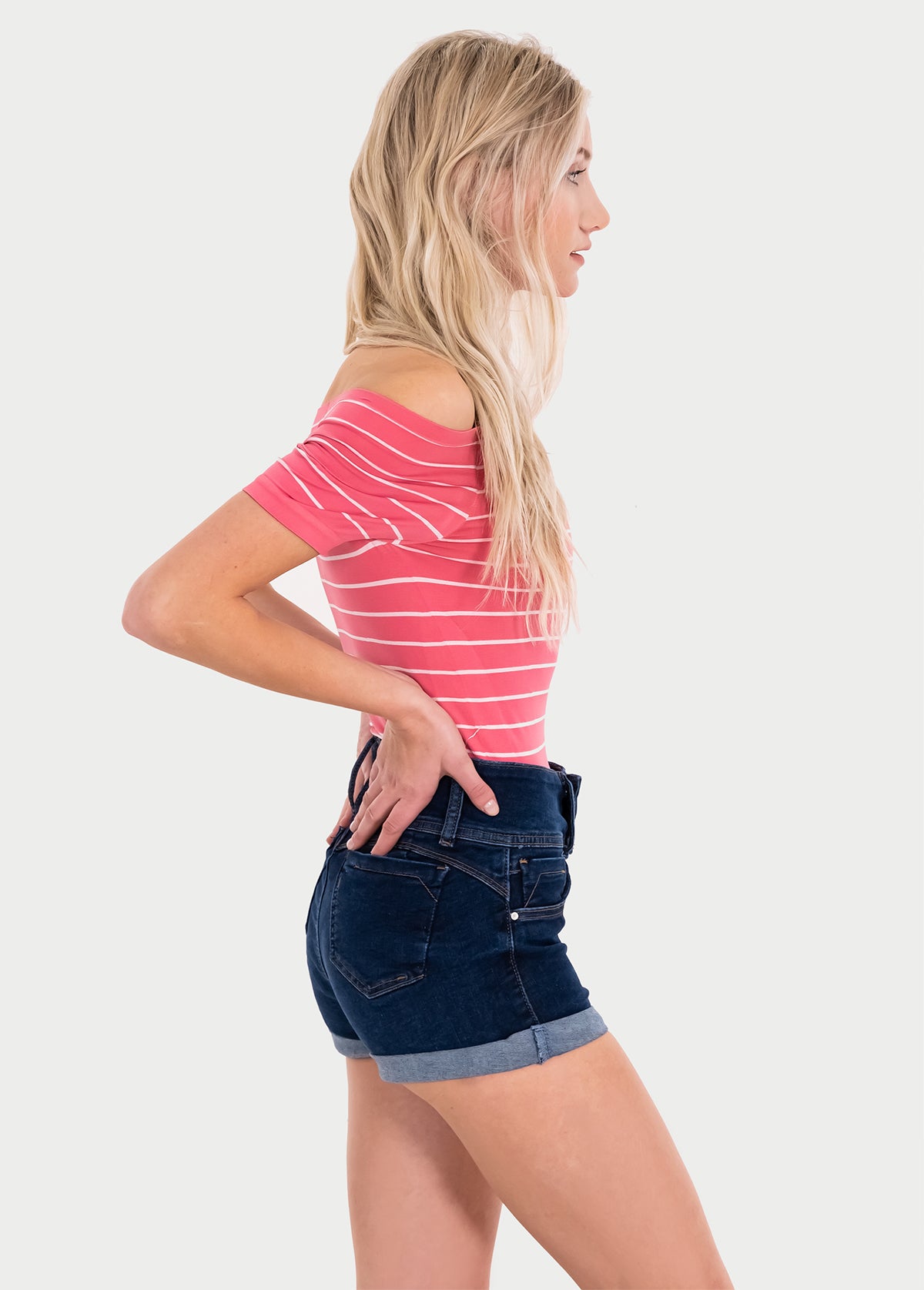 Bodysuit rayas hombro descubierto ROSA COMBO