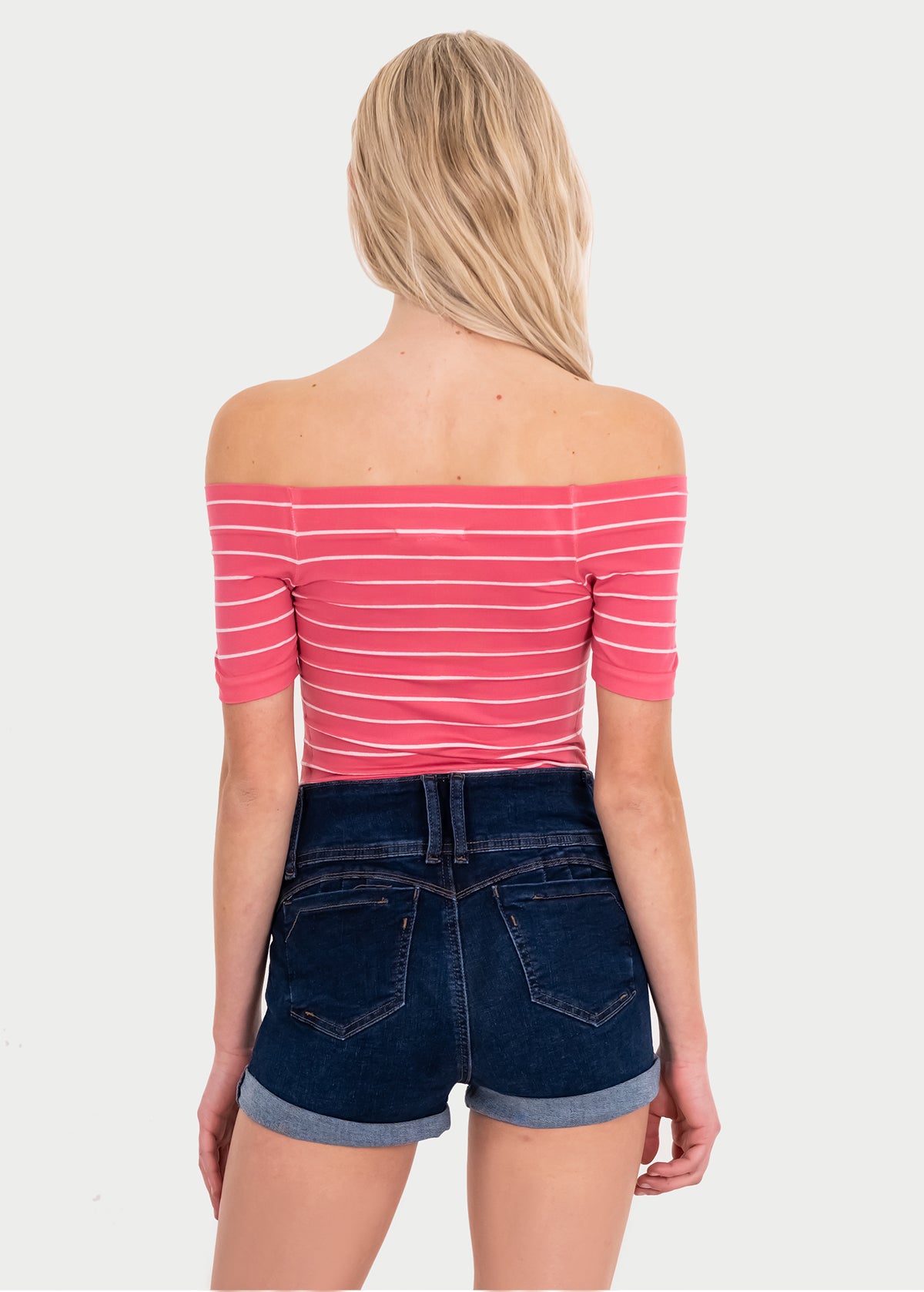 Bodysuit rayas hombro descubierto ROSA COMBO