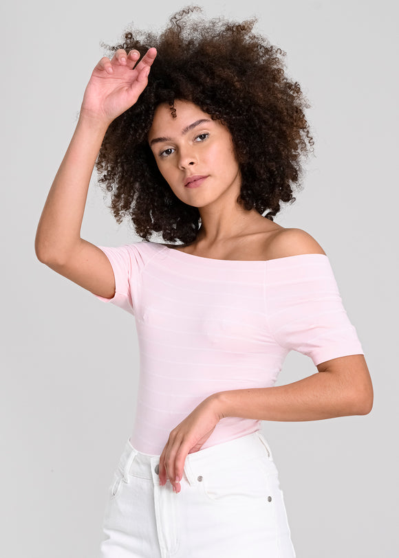 Bodysuit rayas hombro descubierto