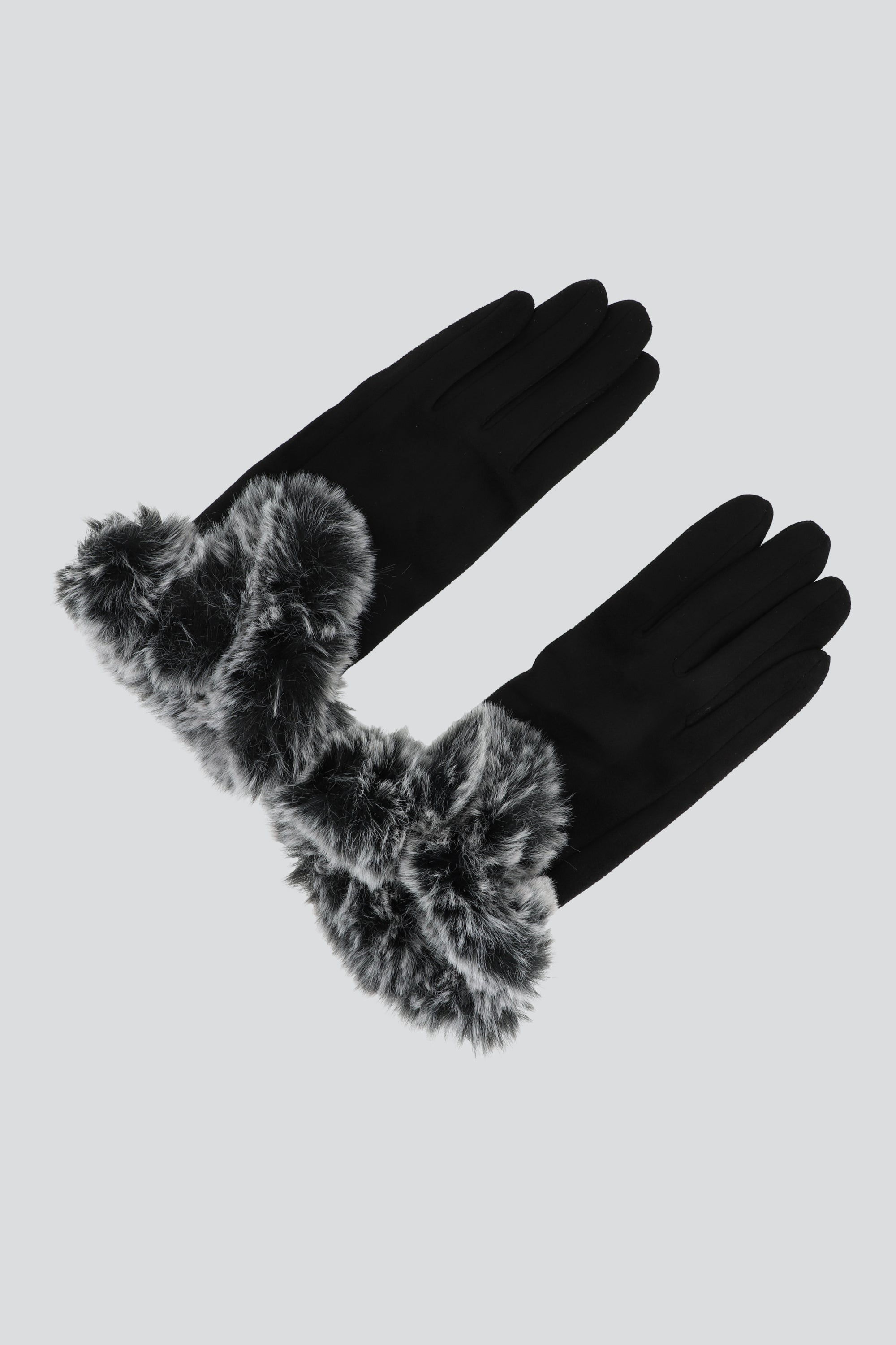 Guantes gamuza detalle peluche bicolor