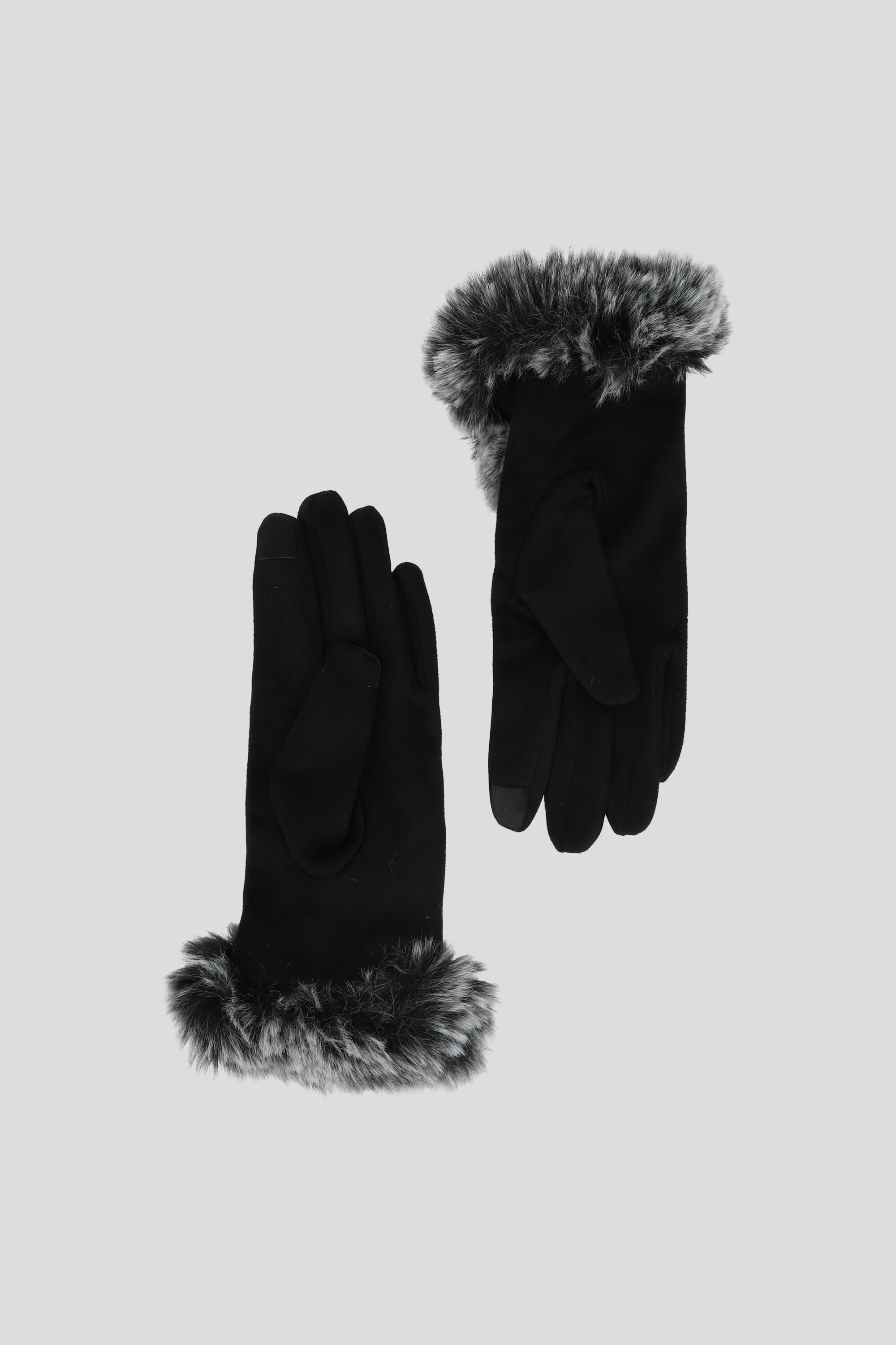 Guantes gamuza detalle peluche bicolor