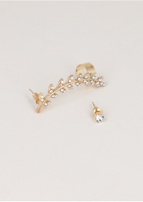 Set 2 piezas earcuff hojas brillos