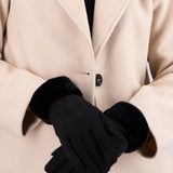Guantes gamuza pinzas detalle peluche monocolor