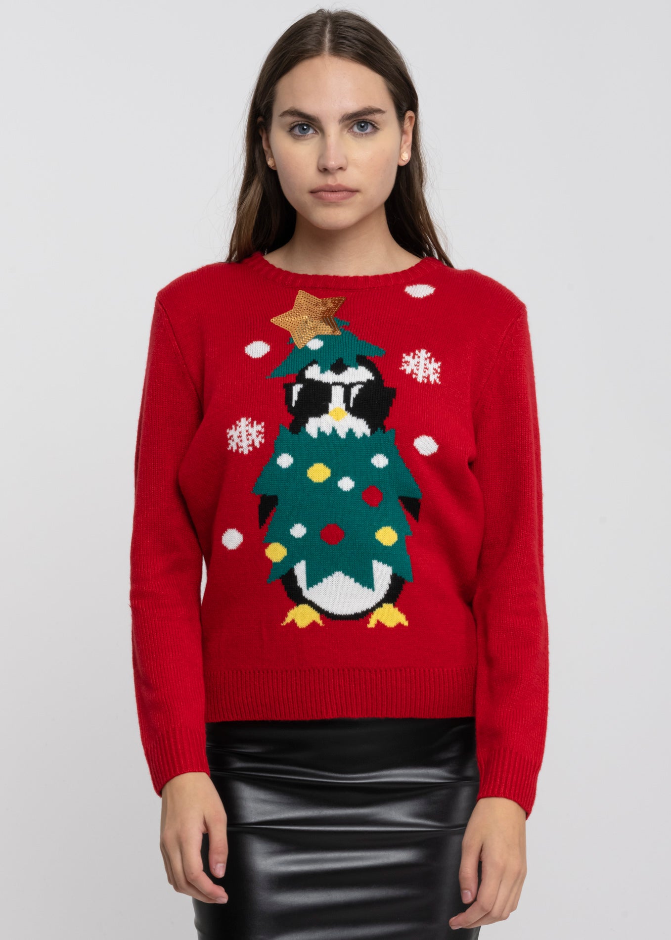 Suéter navideño pingüino ROJO