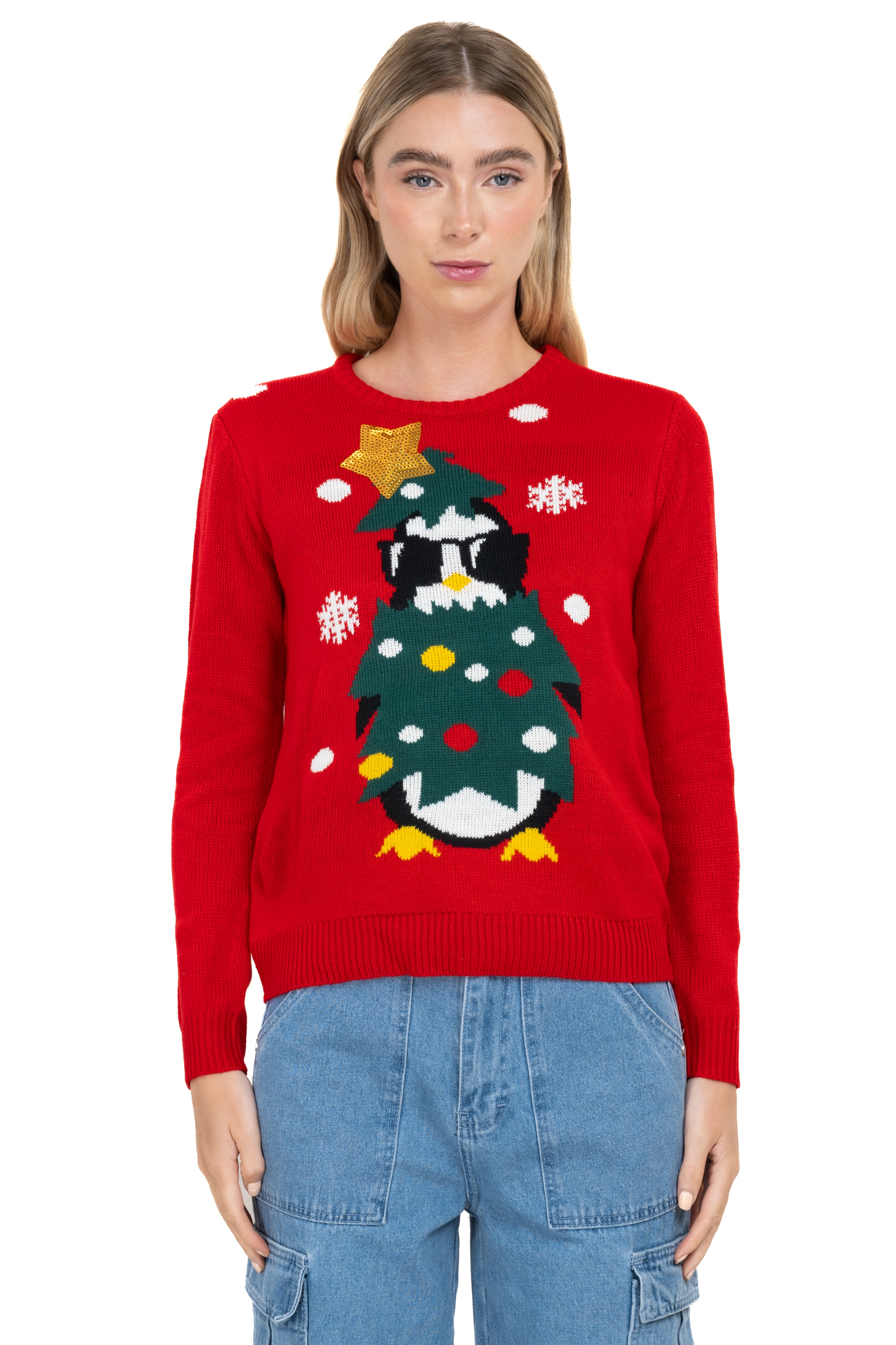 Suéter navideño pingüino ROJO