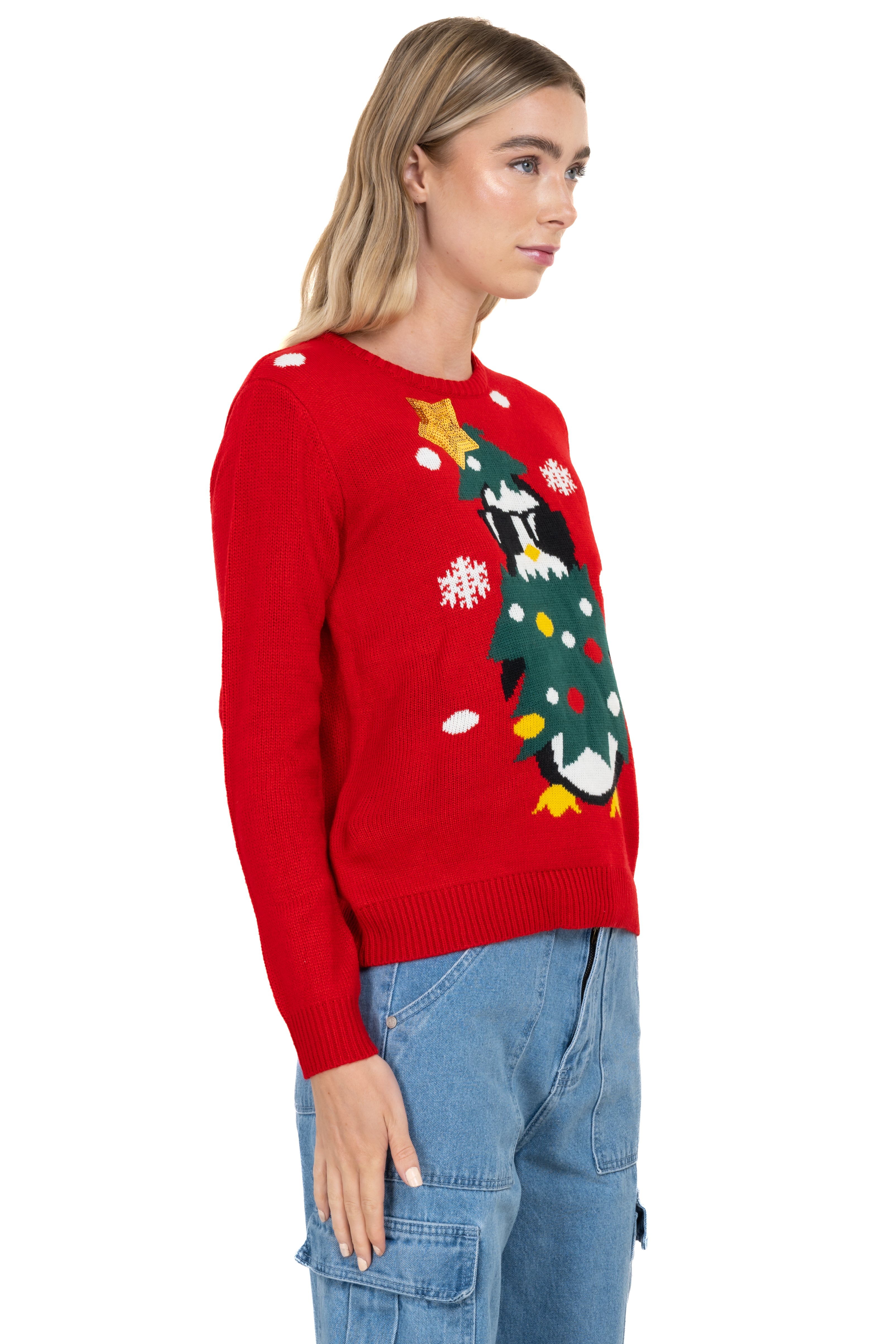 Suéter navideño pingüino ROJO