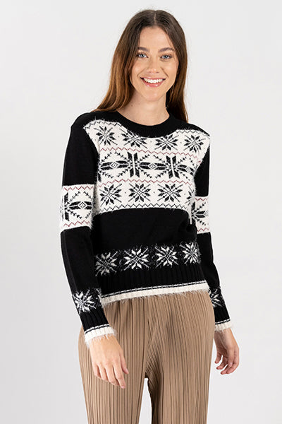 Suéter navideño copo nieve NEGRO COMBO