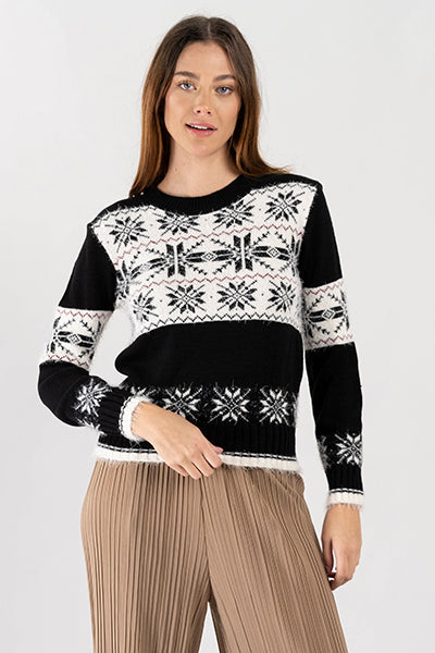 Suéter navideño copo nieve NEGRO COMBO