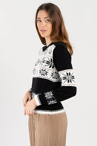 Suéter navideño copo nieve NEGRO COMBO