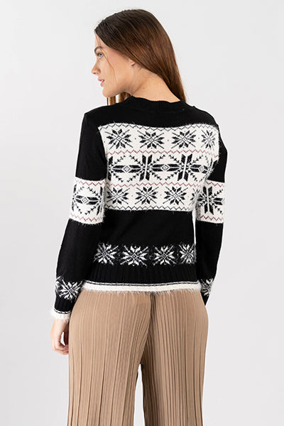 Suéter navideño copo nieve NEGRO COMBO