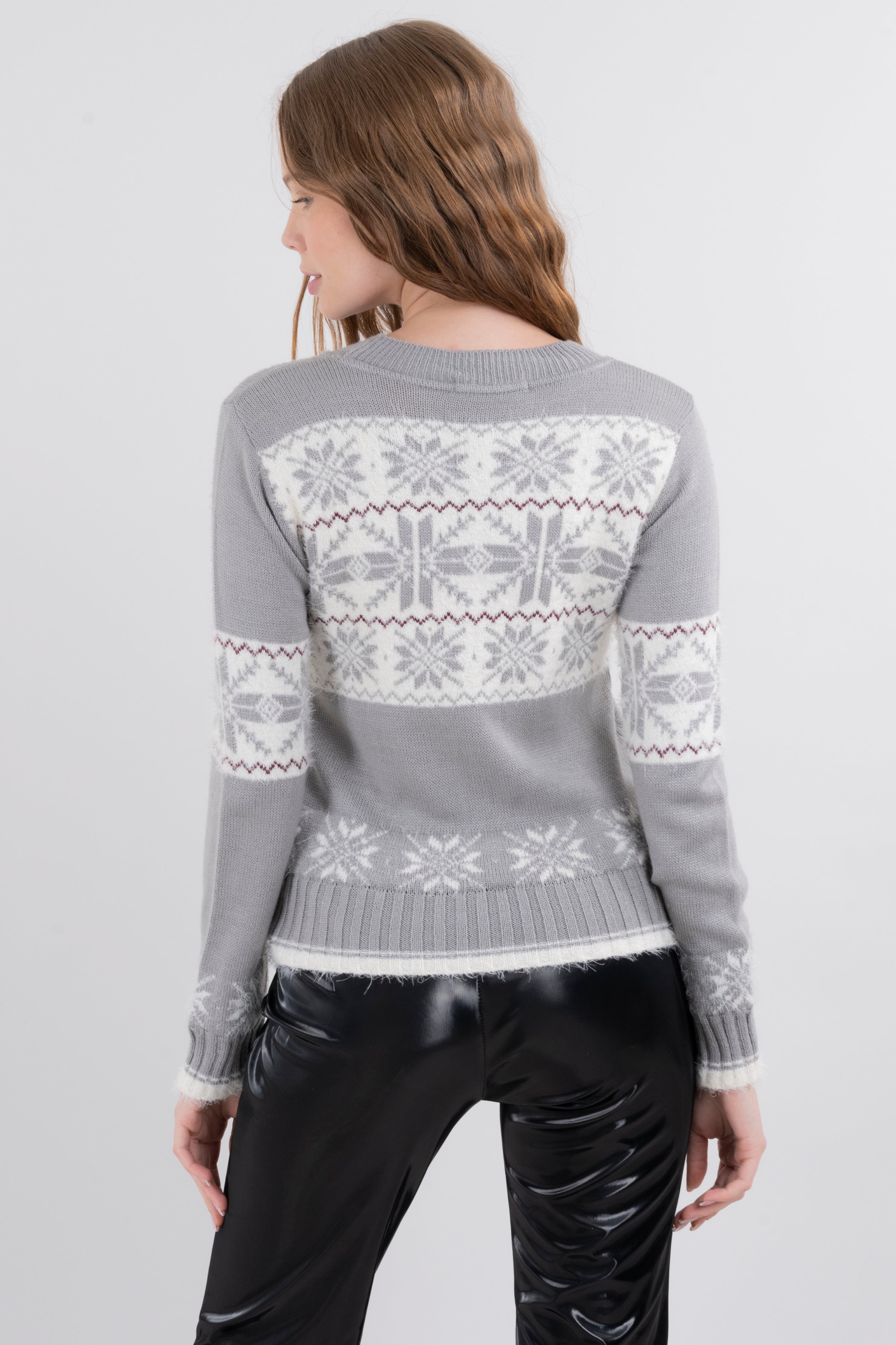 Suéter navideño copo nieve GRIS COMBO