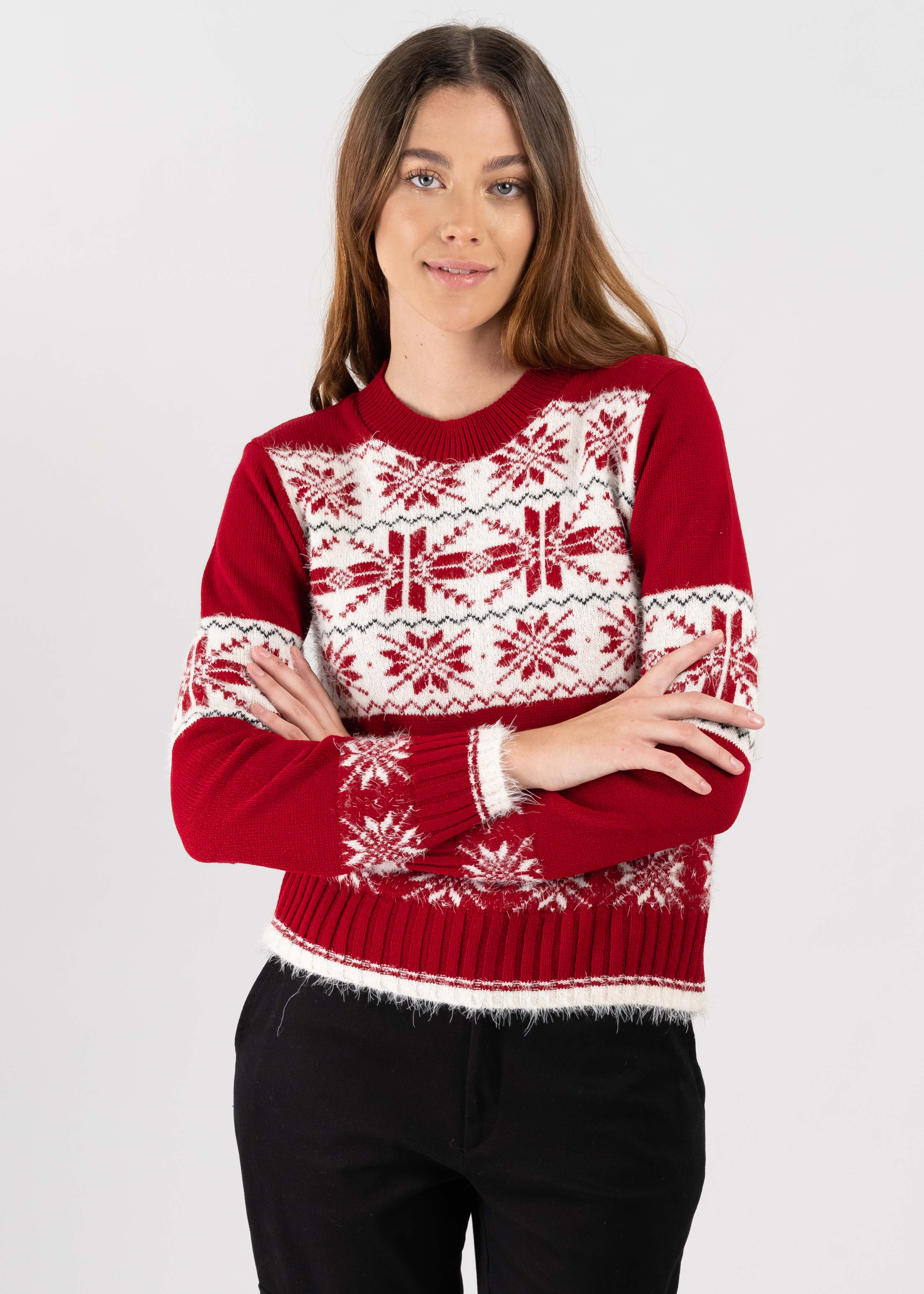 Suéter navideño copo nieve ROJO COMBO