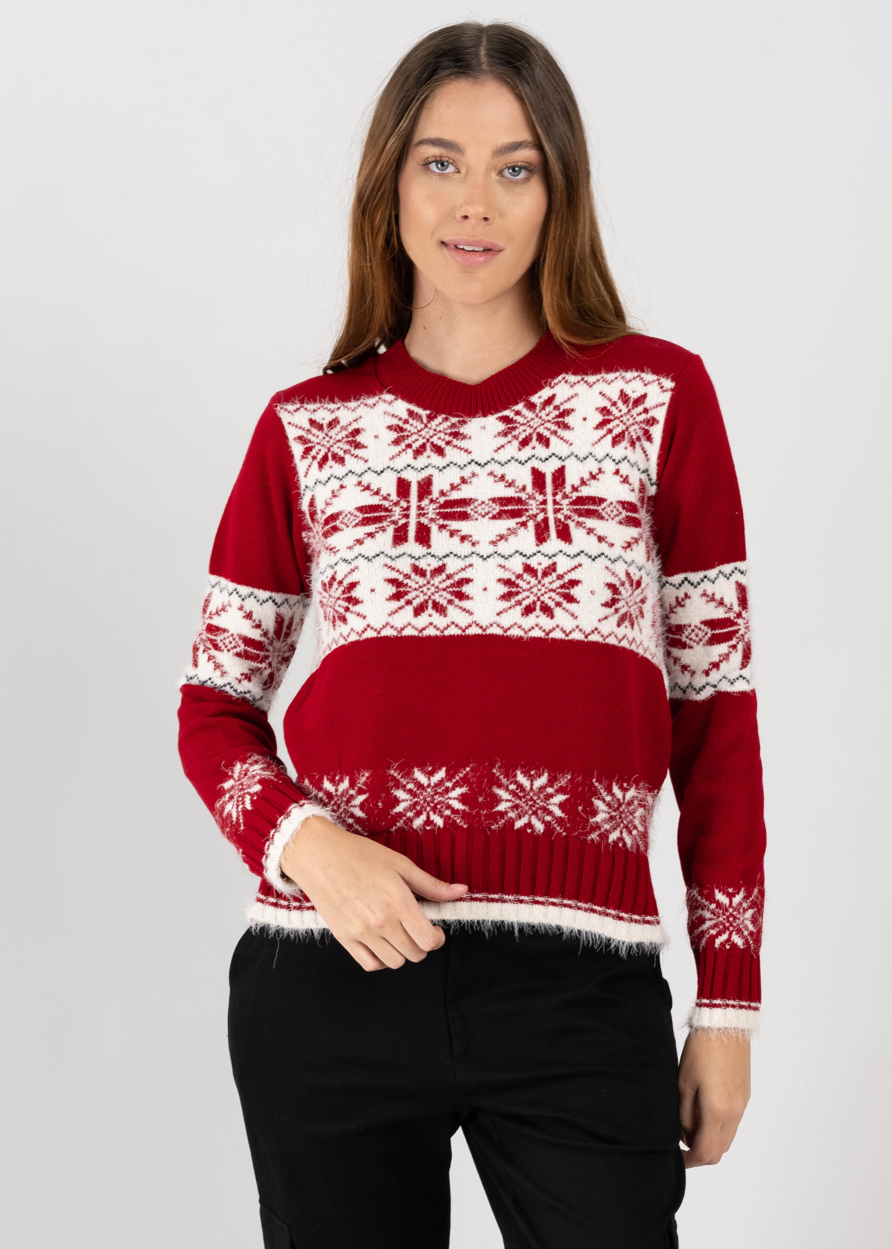Suéter navideño copo nieve ROJO COMBO
