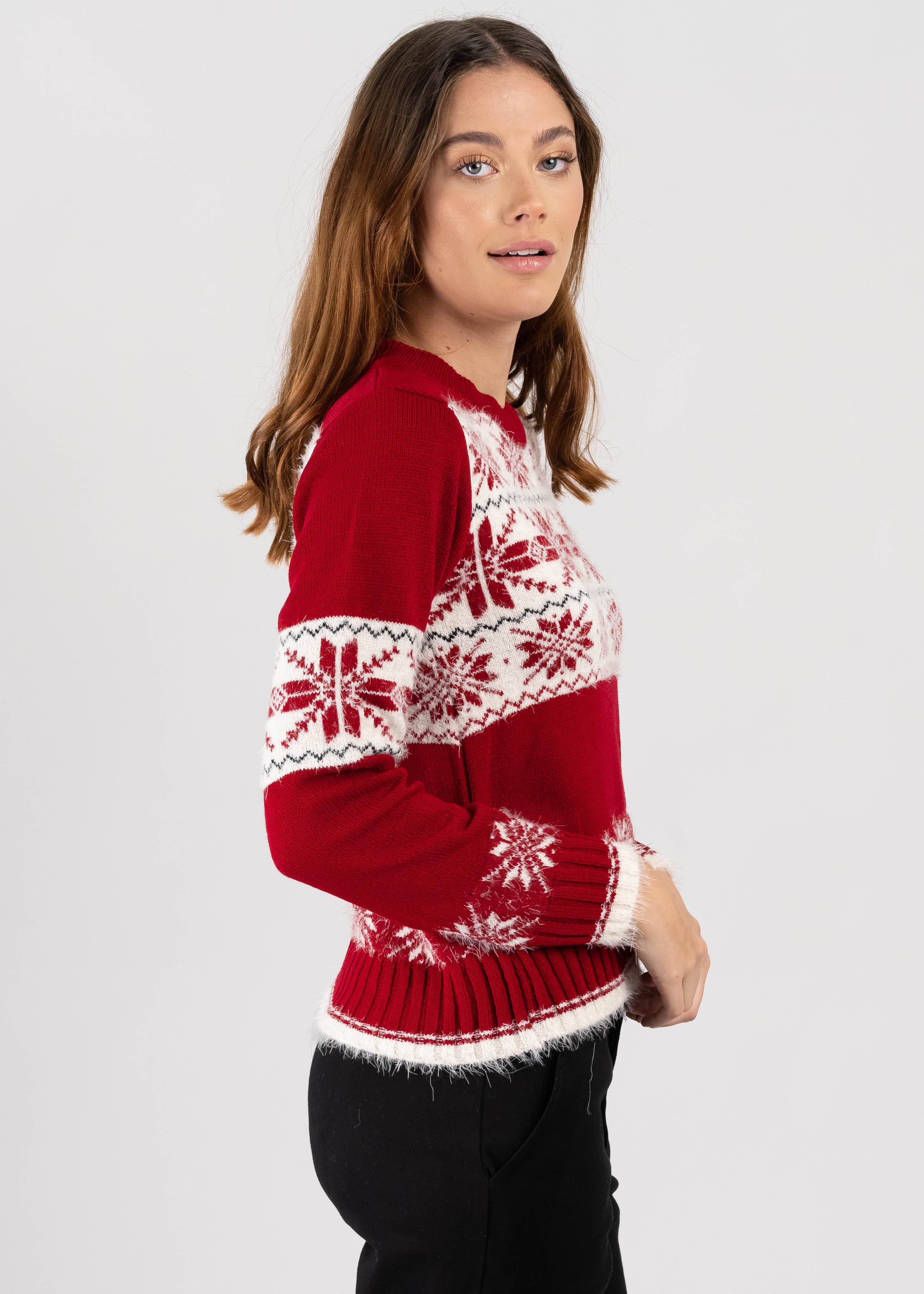 Suéter navideño copo nieve ROJO COMBO