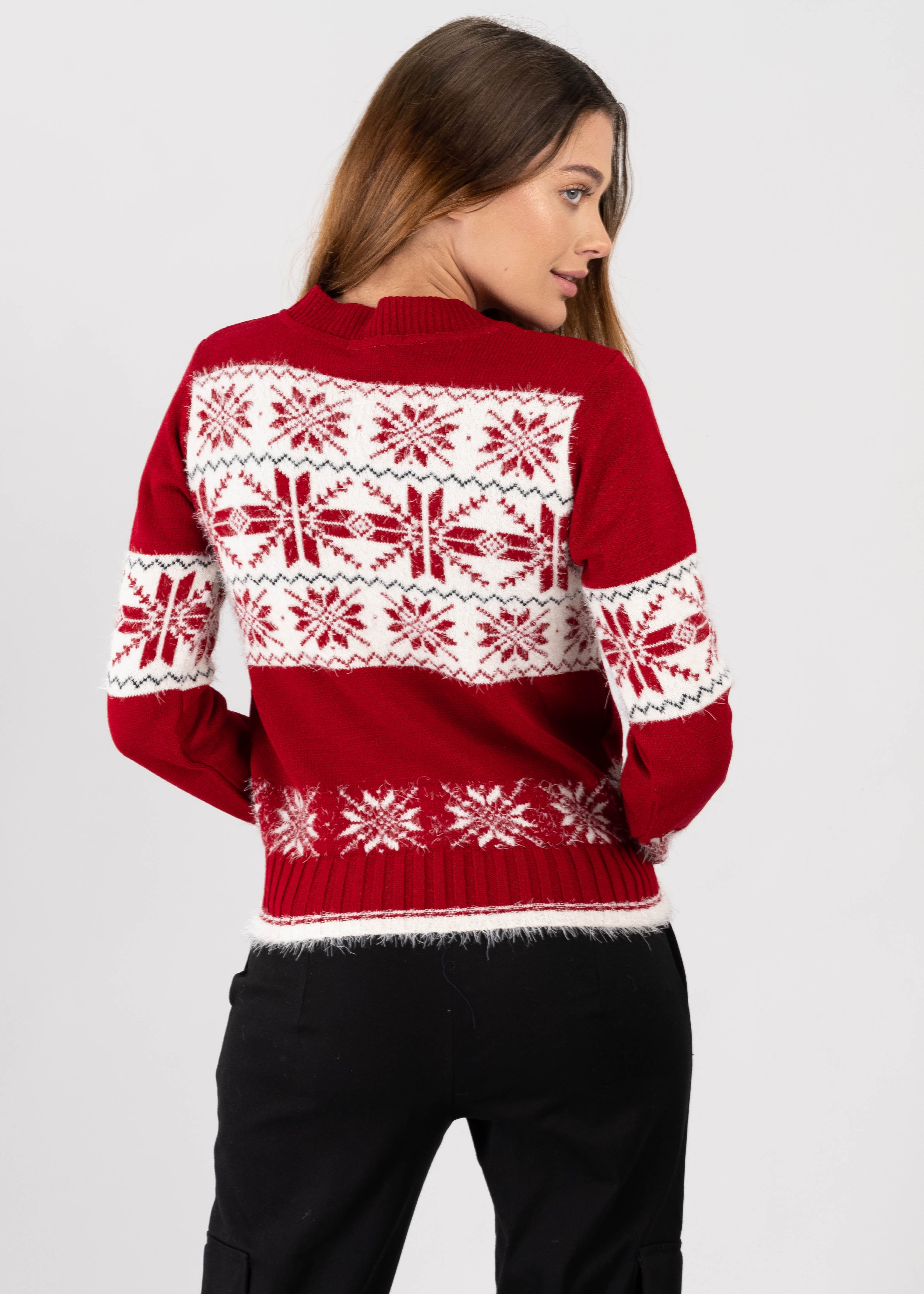 Suéter navideño copo nieve ROJO COMBO