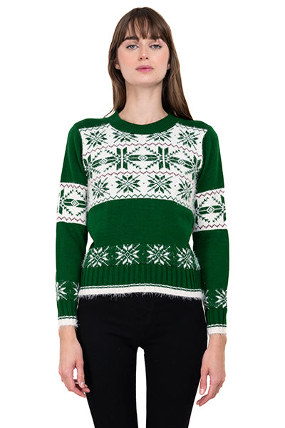 Suéter navideño copo nieve VERDE COMBO