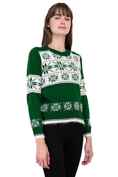 Suéter navideño copo nieve VERDE COMBO