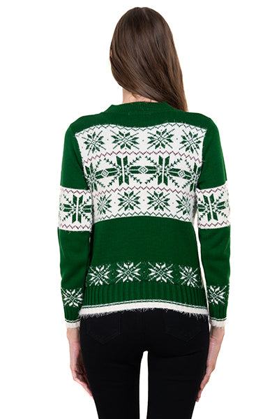 Suéter navideño copo nieve VERDE COMBO