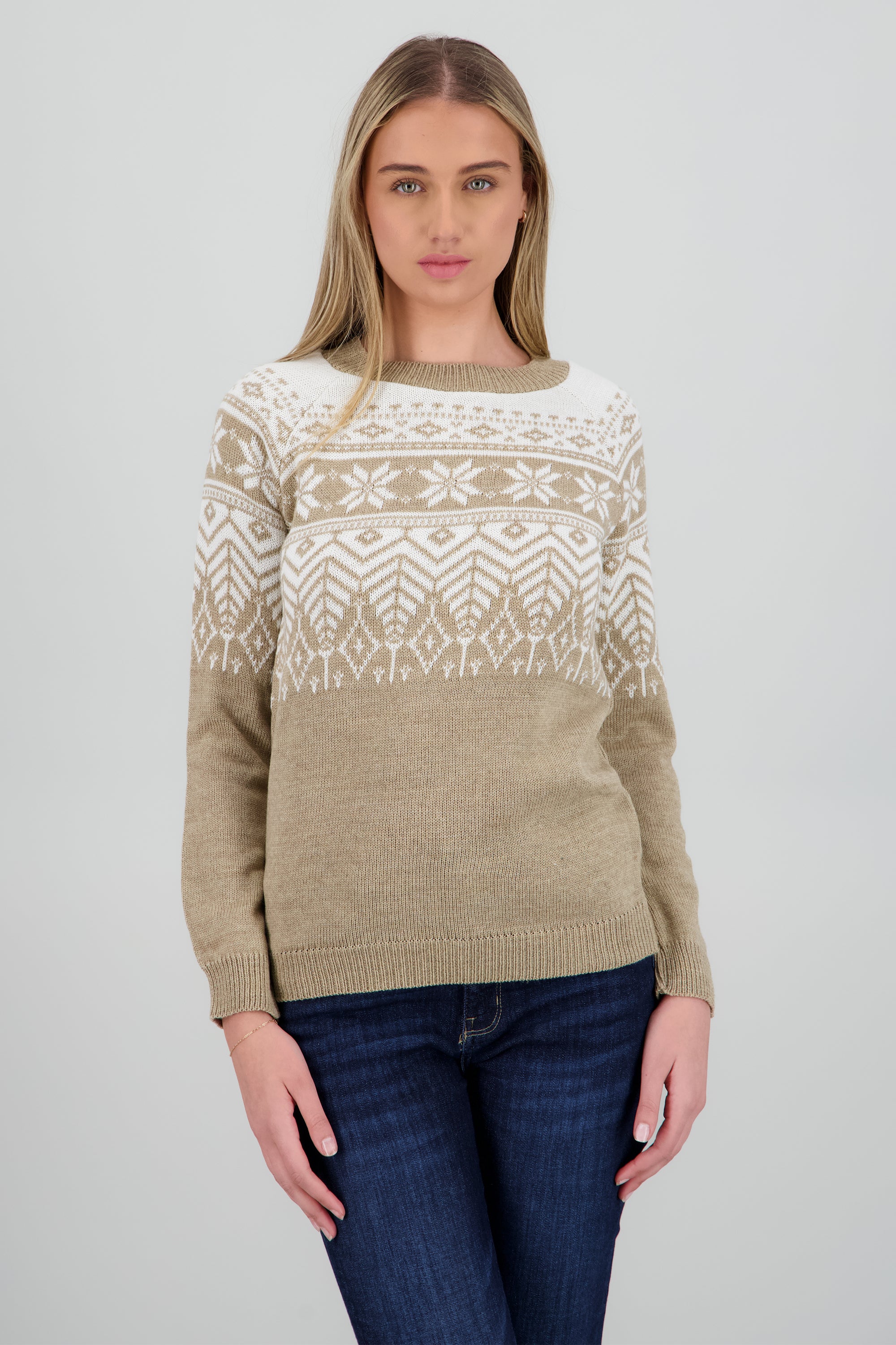 Suéter navideño flor nochebuena BEIGE