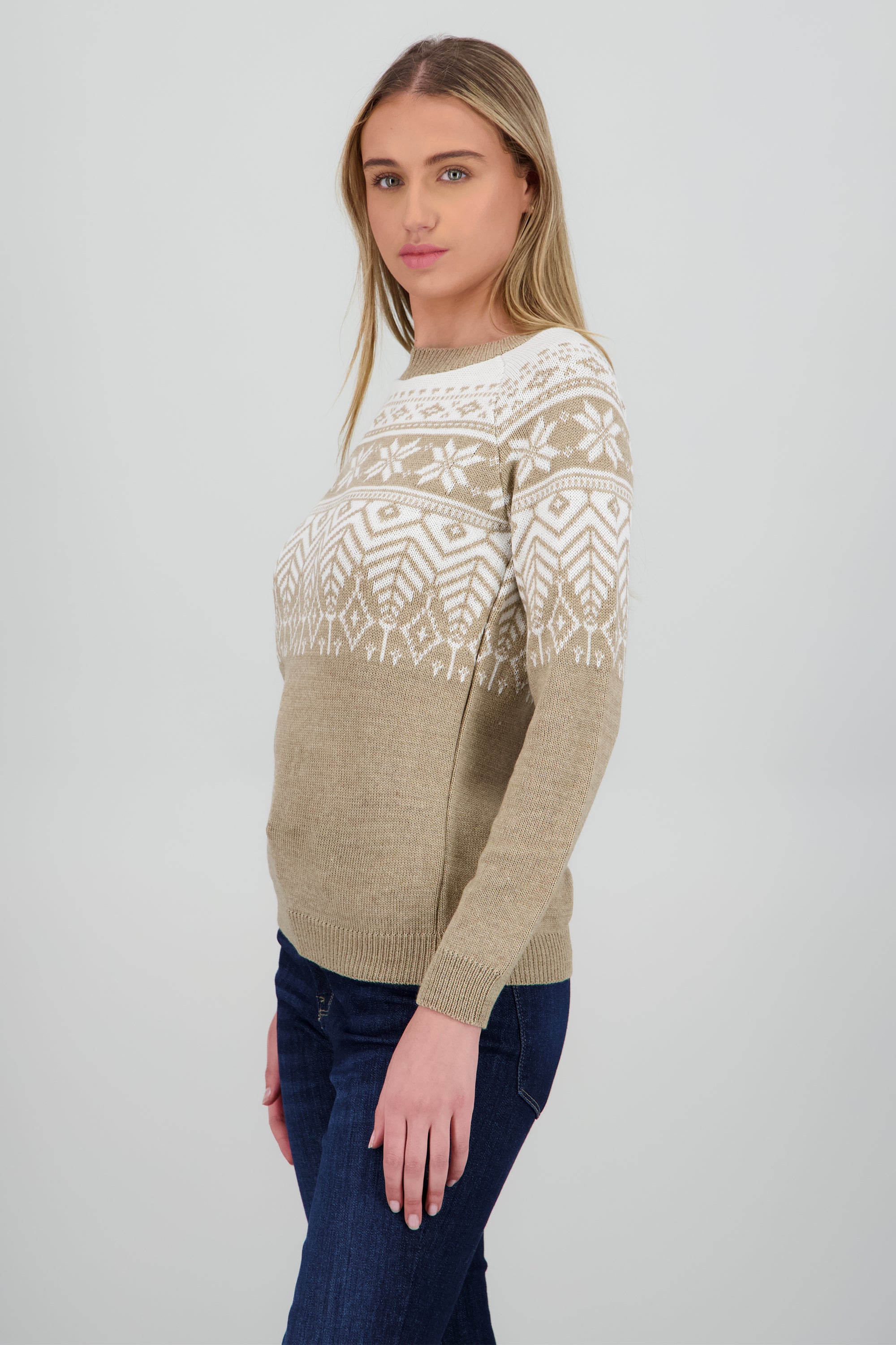 Suéter navideño flor nochebuena BEIGE