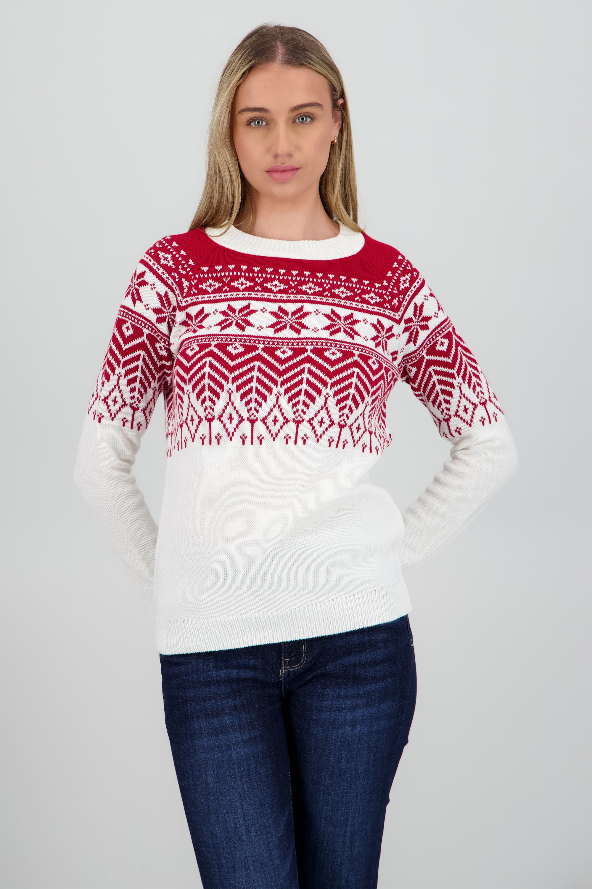 Suéter navideño flor nochebuena BLANCO COMBO