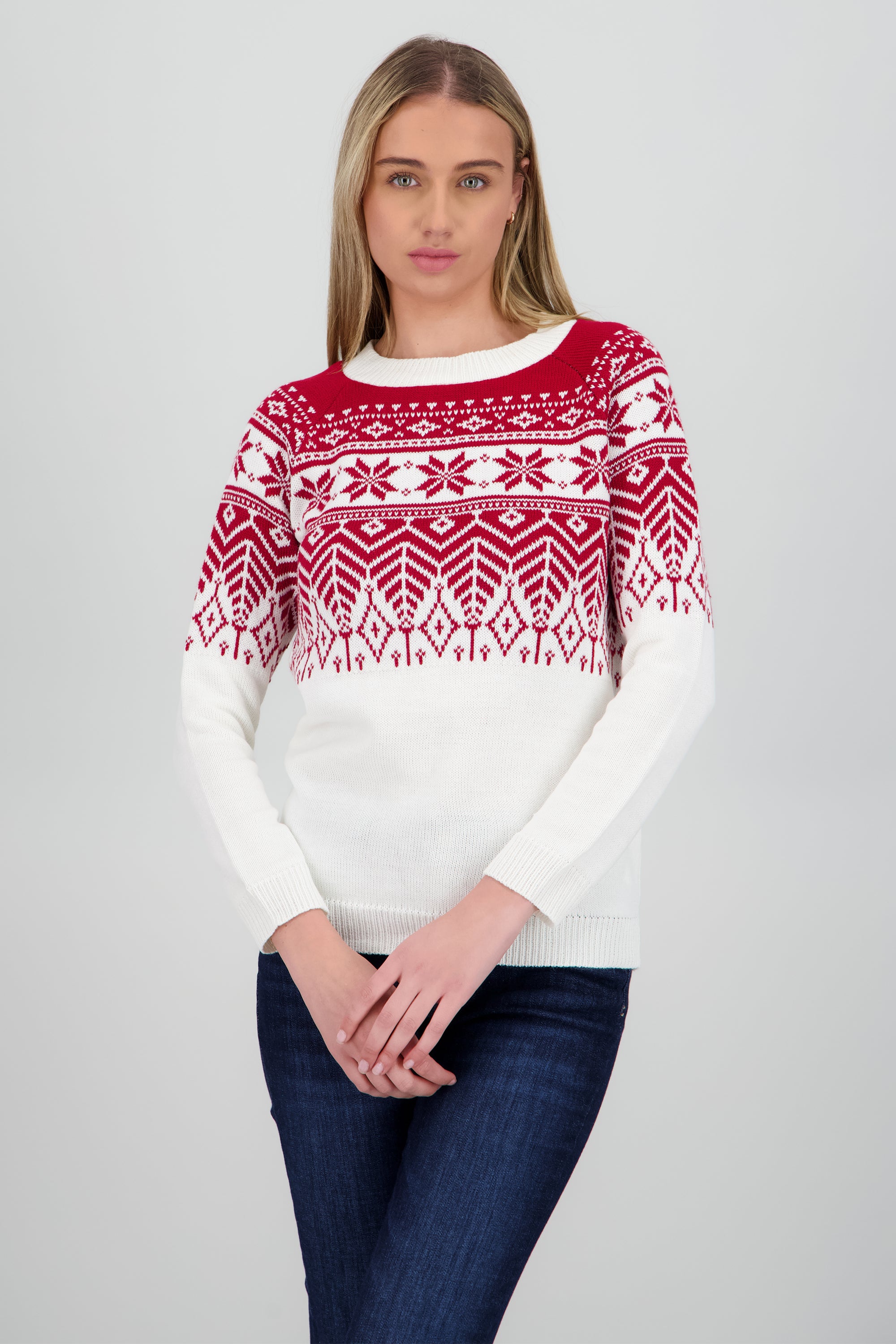 Suéter navideño flor nochebuena BLANCO COMBO